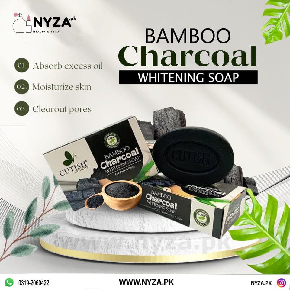 Cutish Bamboo Charcoal Whitening Soap for Face Body nyza.pk